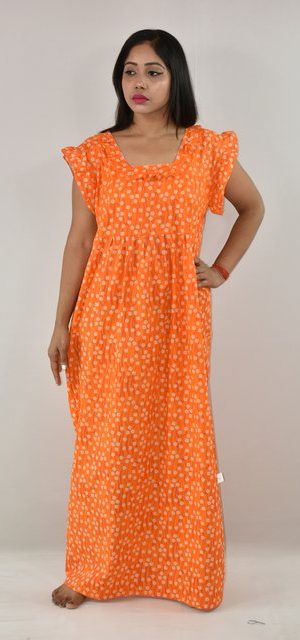 Yellow Maxi Nighty With Kuchi