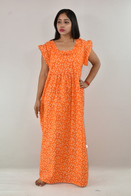 Yellow Maxi Nighty With Kuchi