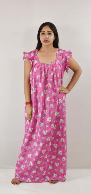 BDROX Cotton Pink Maxi Nighty