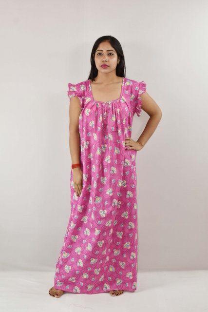 BDROX Cotton Pink Maxi Nighty