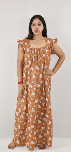 BDROX Cotton Brown Maxi Nighty