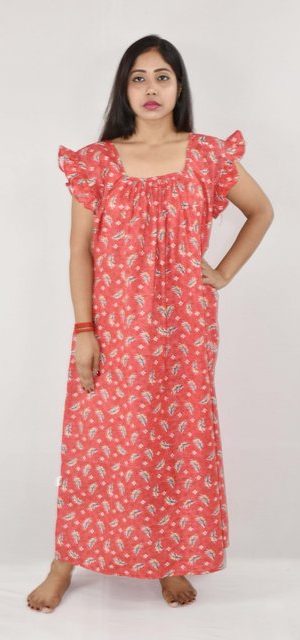 BDROX Cotton Red Maxi Nighty