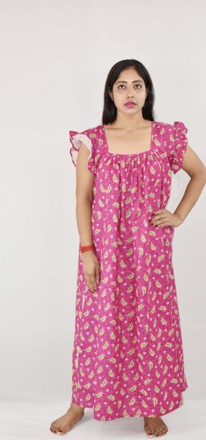 BDROX Cotton Pink Maxi Nighty