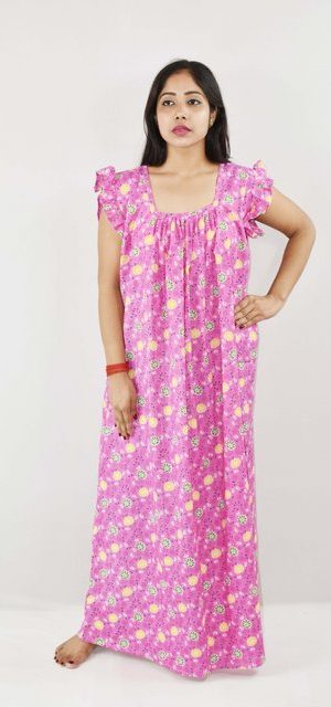 BDROX Cotton Pink Maxi Nighty