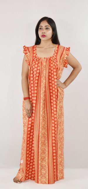 BDROX Cotton Red Maxi Nighty