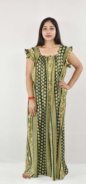 BDROX Cotton Green Maxi Nighty