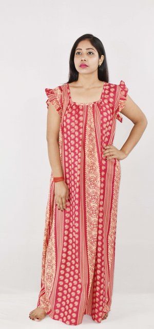 BDROX Cotton Pink Maxi Nighty