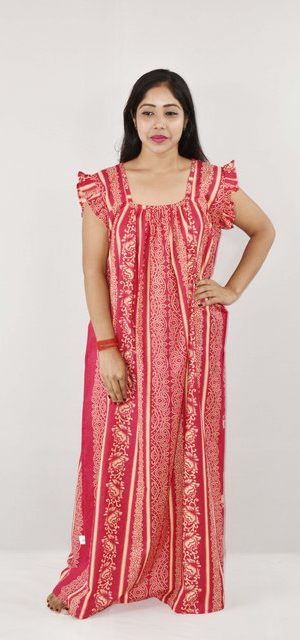 BDROX Cotton Pink Maxi Nighty