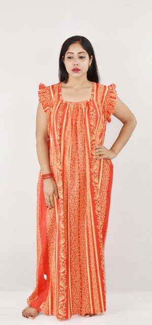 BDROX Cotton Red Maxi Nighty