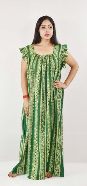 BDROX Cotton Green Maxi Nighty