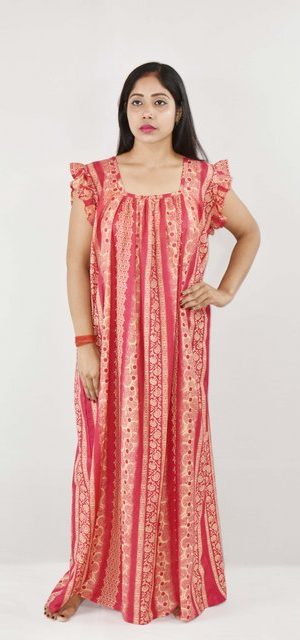 BDROX Cotton Maroon Maxi Nighty