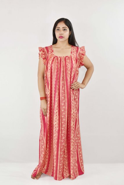 BDROX Cotton Maroon Maxi Nighty