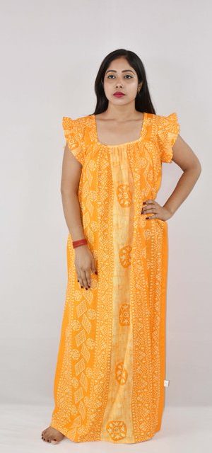 BDROX Cotton Yellow Maxi Nighty