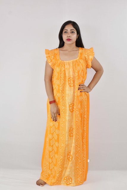 BDROX Cotton Yellow Maxi Nighty