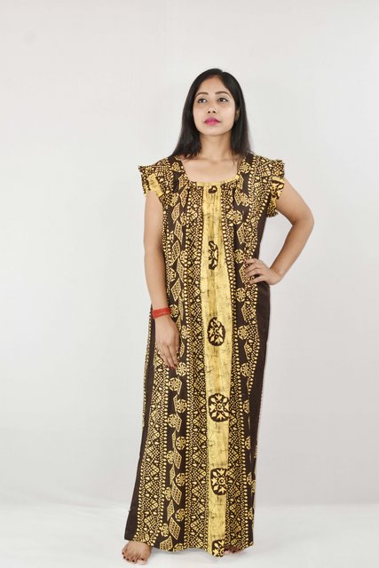 BDROX Cotton Maroon Maxi Nighty