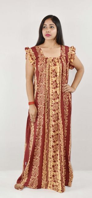 BDROX Cotton Maroon Maxi Nighty