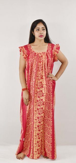 BDROX Cotton Pink Maxi Nighty