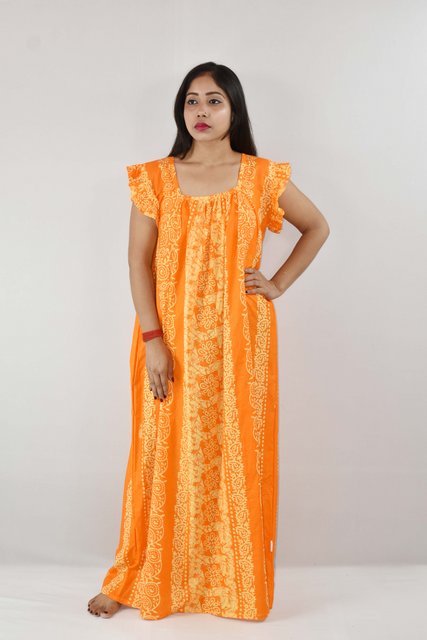 BDROX Cotton Yellow Maxi Nighty