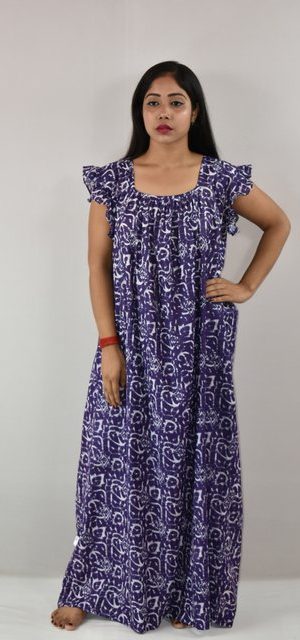 BDROX Cotton Purple Maxi Nighty