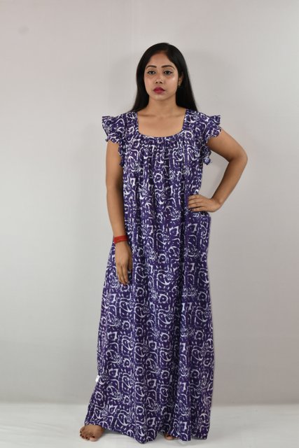 BDROX Cotton Purple Maxi Nighty