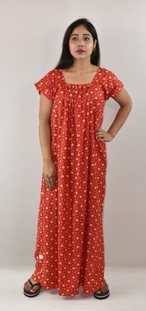 RedCotton Maxi Nighty Square Neck Short Sleeves