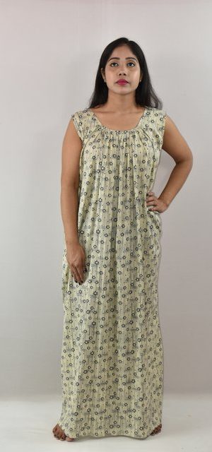 White & Blue Maxi Nighty With Sleeveless