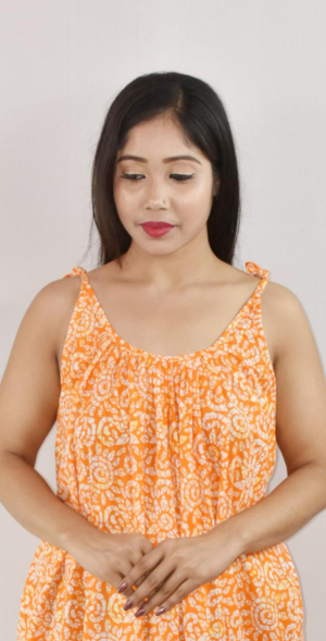 Yellow Ribbon Cotton Maxi Nighty