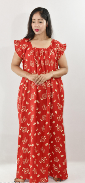 Bdrox Cotton Red Maxi Nighty