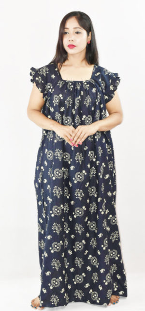 Bdrox Cotton Black Maxi Nighty