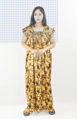 Bdrox Cotton Brown Maxi Nighty Square Neck Short Sleeves with pleats