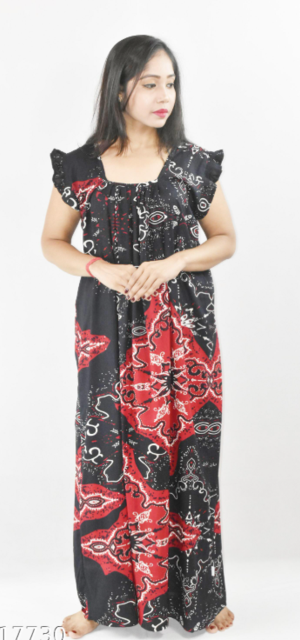 Bdrox Cotton Black Maxi Nighty