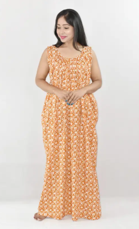Yellow Cotton Maxi Nighty