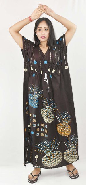 BDROX Brown Cotton Kaftan Nighty