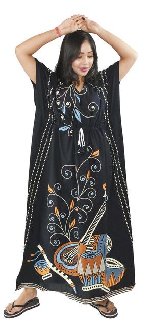 BDROX Daman Print Pure Cotton Blue Kaftan