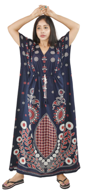 BDROX Damon Print Navy Blue Kaftan Nighty
