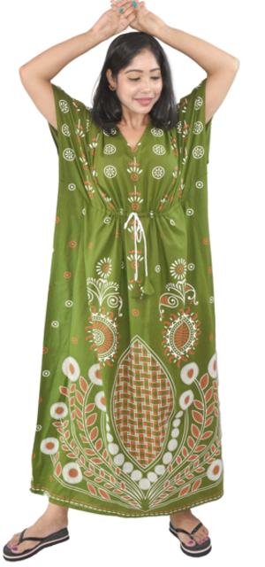 BDROX Damon Print Green Kaftan Nighty