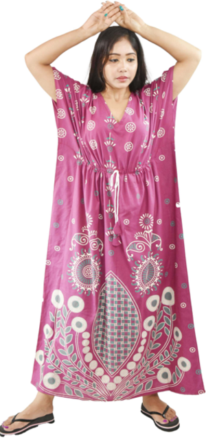 BDROX Damon Print Pink Kaftan Nighty