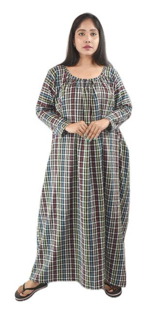 BDROX Green & Red Winter Woolen Cotton Nighty Round neck