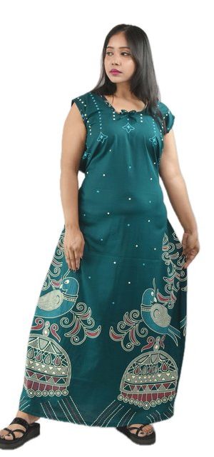 Sea Green Round Neck Sleeveless Allan Maxi Nighty