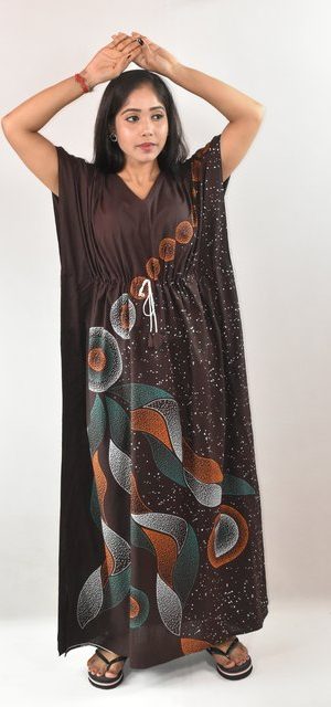 BDROX Dark Maroon Cotton Kaftan Nighty