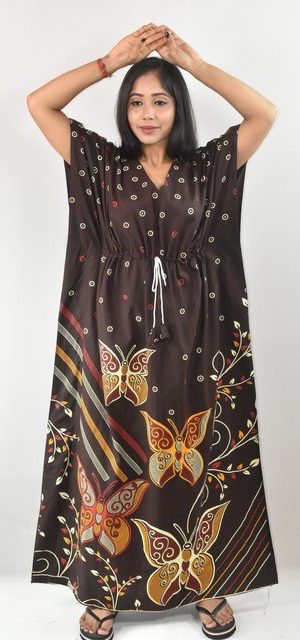 BDROX Brown Cotton Kaftan Nighty