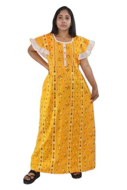 Yellow Round Neck Butterfly sleeves