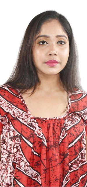 Red square neck Pleated Sleeve