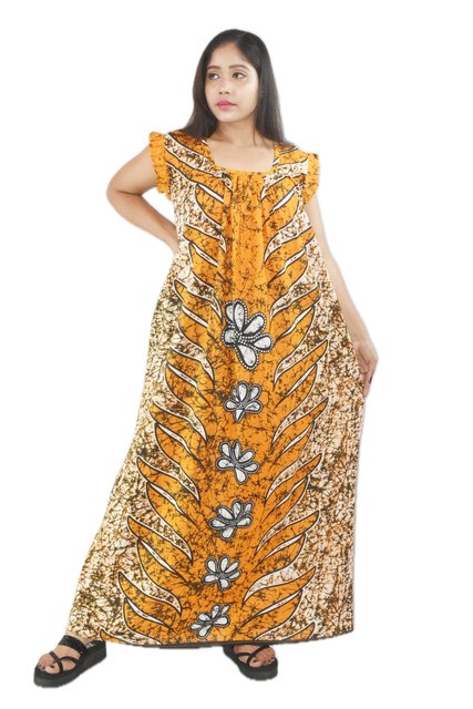 Yellow square neck Pleated Sleeve