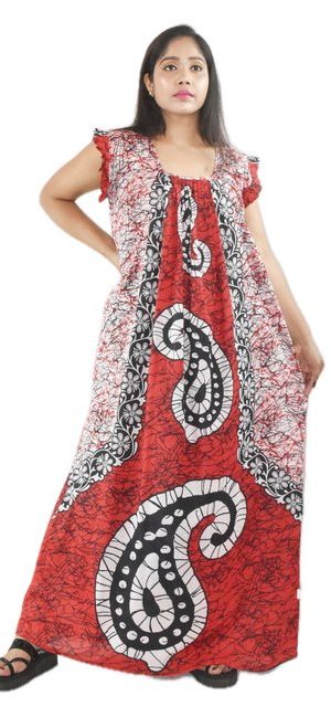 Red square neck Pleated Sleeve