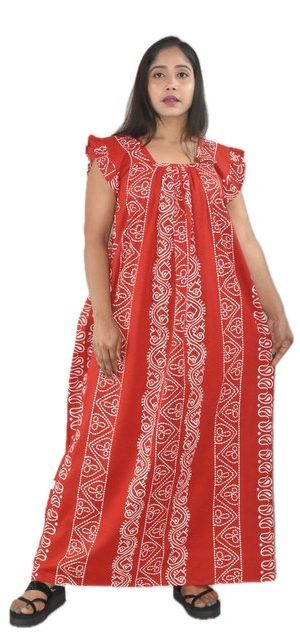 Red Square neck Pleated Sleeve