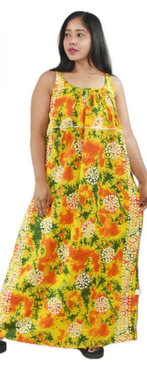 Yellow Narrow Sleeve Maxi Nighty