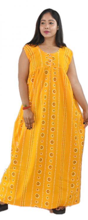 Yellow Round Neck Sleeveless With Front Button