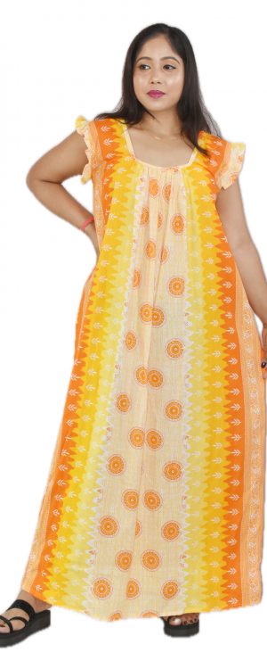 Yellow Square Neck Pleated Sleeve