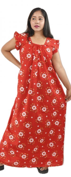 Red Square Neck Pleated Sleeve